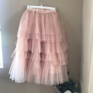Light pink tulle layered skirt